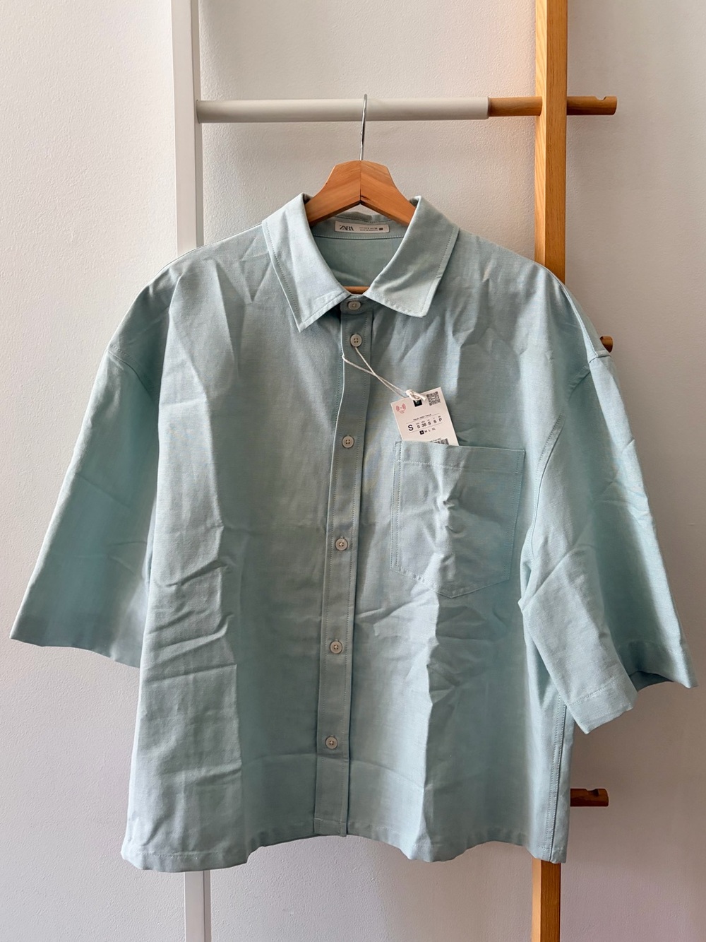 Men’s Zara Green Cropped & Over-Sized Button Down Shirt